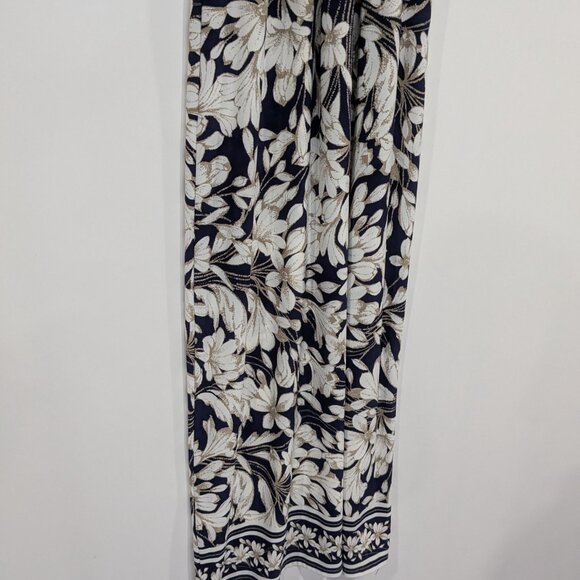 Dressbarn Floral Halter Maxi Bress Navy Blue White Size 8 Petite - Picture 6 of 6